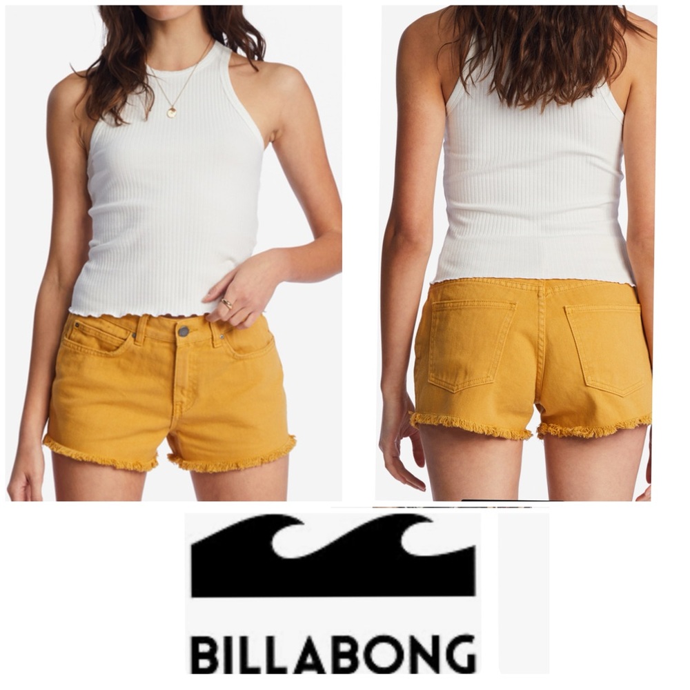 NWOT! Billabong womens Yellow Denim Shorts